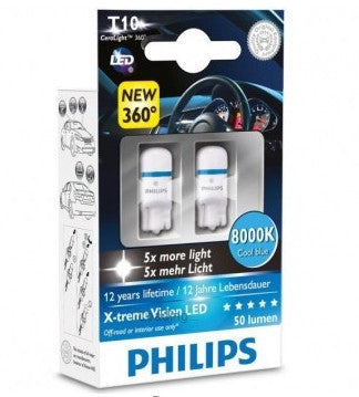 PHILIPS Xtreme Vision 360 LED W5W T10 8000K (Twin)