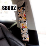 Leather Safety Seat Belt Cover (Mickey Black-White)