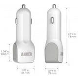 Anker 24W Dual-Port Rapid USB Car Charger with PowerIQ™ Technology [White]