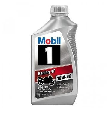 Mobil 1 Racing 4T 10W-40 Full Synthetic Motorcycle Oil - 1 qt(946ml)