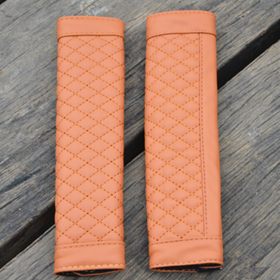 Brown Braid Faux Leather Seat Belt Cover (2 Pieces Set)