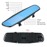 4.3 inch HD Blue Rearview Mirror Dual Lens Car DVR Dash Camcorder Video Driving Recorder