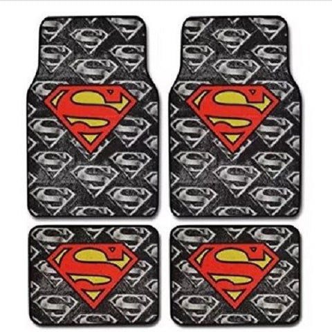 BDK Superman Super Hero Carpet Floor Mats4 Piece Warner Brothers Licensed Products