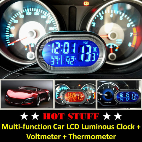 Multi-Function LCD Luminous Clock Plus Voltmeter Voltage Meter Plus Thermometer - New Year Clearance Sale