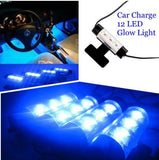 4x 3LED Car Charge Glow Interior Light Decorative Footwell Neon Lamp 12V Blue