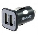 USAMS 3.1A Compact Dual USB Car Charger Adapter (Black)