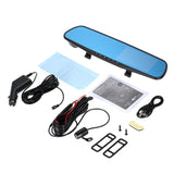 4.3 inch HD Blue Rearview Mirror Dual Lens Car DVR Dash Camcorder Video Driving Recorder