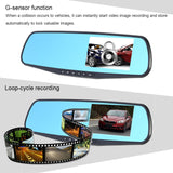 4.3 inch HD Blue Rearview Mirror Dual Lens Car DVR Dash Camcorder Video Driving Recorder