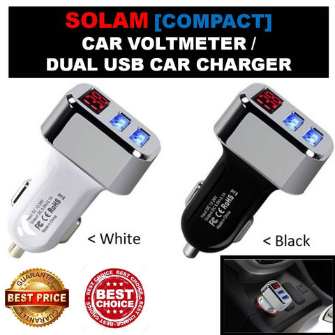 SOLAM-Latest Compact Multifunction SMART Car Battery Voltmeter with Auto Power Detection Car USB Charger - New Year Clearance Sale