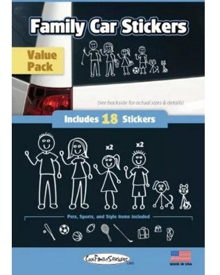 WMI Designs (12050) White Line Family Vinyl Stickers Compact Kit (18)