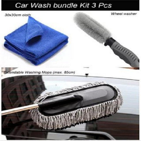 Car washing kit 3 pcs (Extendable Mops+ wheel washer +cloth)