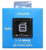 USAMS 3.1A Compact Dual USB Car Charger Adapter (Black)